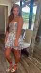 Cut Out A-line Strapless Metallic Tiered Homecoming Dresses