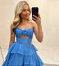 Cute A-line Strapless Tiered Homecoming Dresses