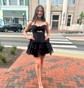 Cute A-line Strapless Tiered Homecoming Dresses