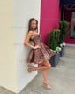 Cut Out A-line Cheetah Print Satin Homecoming Dresses