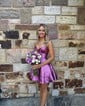 Trendy A-line V-neck Metallic Bow Homecoming Dresses