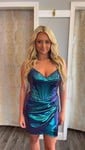 Corset V-neck Metallic Bodycon Ruched Homecoming Dresses