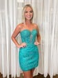Corset Bodycon Strapless Lace Cut Out Homecoming Dresses