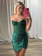 Tight Corset Strapless Ruched Beaded Homecoming Dresses