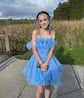 Unique Skater Chiffon Ruffle Ruched Homecoming Dresses