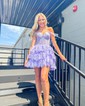 Corset Skater Glitter Appliques Tiered Homecoming Dresses