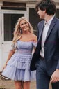 Scoop Neck Skater Glitter Tulle Tiered Homecoming Dresses