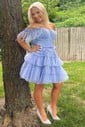 Scoop Neck Skater Glitter Tulle Tiered Homecoming Dresses