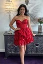 Corest Skater Strapless Glitter Lace Tiered Homecoming Dresses