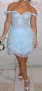 Corset Off-the-shoulder Tulle Skater Tiered Homecoming Dresses