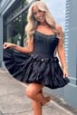 Corset Strapless Taffeta Beaded Skater Homecoming Dresses