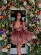 Trendy V-neck Organza Skater Tiered Homecoming Dresses