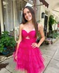 Strapless Glitter Tulle Skater Tiered Homecoming Dresses