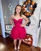 Strapless Glitter Tulle Skater Tiered Homecoming Dresses