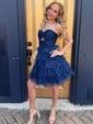 Strapless Glitter Tulle Skater Tiered Homecoming Dresses