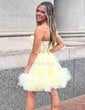Strapless Tulle Corset Ruffle Homecoming Dresses with Appliques