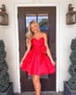 Modest Strapless Satin Bow Skater Homecoming Dresses