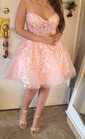 Corset Strapless Tulle Appliques Skater Homecoming Dresses