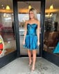 Corset Skater Metallic Pleats Cut Out Homecoming Dresses