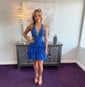 Sparkly A-line V-neck Tiered Beaded Homecoming Dresses