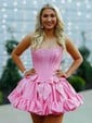 Corset Skater Taffeta Strapless Ruffle Homecoming Dresses with Bow