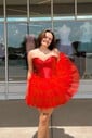 Strapless Skater Satin Tulle Tiered Homecoming Dresses