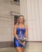 Corset Cut Out Strapless Satin Ruched Bodycon Homecoming Dresses
