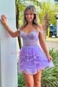 Corset Off-the-shoulder Tulle Skater Tiered Homecoming Dresses