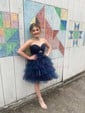 Strapless Glitter Tulle Skater Tiered Homecoming Dresses
