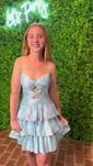 Sparkly A-line Strapless Beaded Tiered Homecoming Dresses
