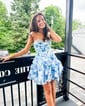Corset A-line Strapless Floral Print Tiered Homecoming Dresses