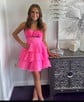 Cute A-line Strapless Tiered Homecoming Dresses