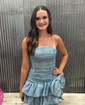 Trendy Strapless Taffeta Bodycon Pleated Homecoming Dresses