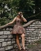Simple Square Neck Satin Cheetah Print Skater Homecoming Dresses