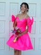 Corset Off-the-shoulder Satin Bow Skater Homecoming Dresses
