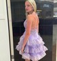 Pink Floral Print Tiered Ruffle Hem Homecoming Dresses