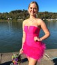 Cute Blue Bodycon Feathers Homecoming Dresses