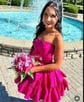 Unique Bubblegum Skater Satin Ruufle Homecoming Dresses