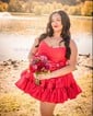 Unique Bubblegum Skater Satin Ruufle Homecoming Dresses
