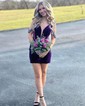 V-neck Bodycon Velvet Beaded Homecoming Dresses