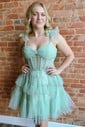 Corset A-line Tulle Tiered Homecoming Dresses