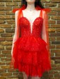 Corset Skater Halter Glitter Tulle Tiered Homecoming Dresses