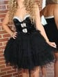 Modest Strapless Tulle Skater Tiered Homecoming Dresses