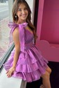 Trendy V-neck Organza Skater Tiered Homecoming Dresses