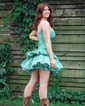 A-line Strapless Taffeta Tiered Homecoming Dresses