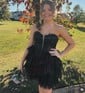 Strapless Glitter Appliques Skater Tiered Homecoming Dresses
