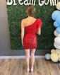 Corset Bodycon One Shoulder Sequin Appliques Homecoming Dresses