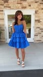Modest Scoop Neck Taffeta Skater Tiered Homecoming Dresses