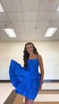 Modest Scoop Neck Taffeta Skater Tiered Homecoming Dresses