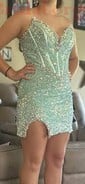 Corset V-neck Velvet Sequin Bodycon Beaded Homecoming Dresses
